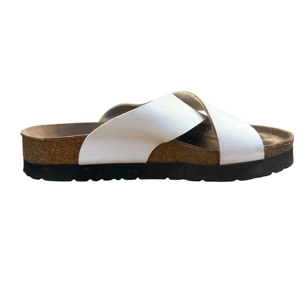 Betula by Birkenstock Leather Criss Cross Slide Sandals Women’s Size 9 White - Picture 3 of 11